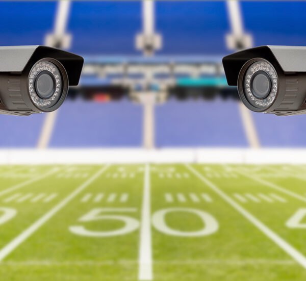 Surveillance cameras at football stadium